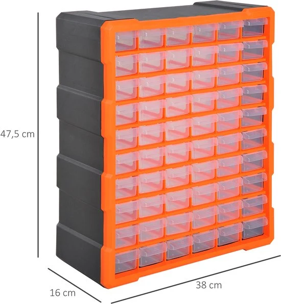4goodz® Assortimentsdoos 60 sorteerbox schuifladen voor kleine onderdelen - Oranje