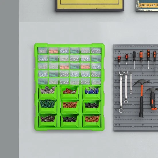 4goodz® Assortimentsdoos 39 sorteerbox schuifladen voor kleine onderdelen - Groen