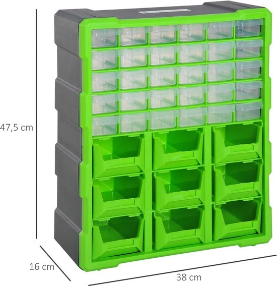 4goodz® Assortimentsdoos 39 sorteerbox schuifladen voor kleine onderdelen - Groen