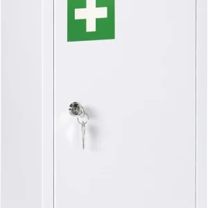 4goodz Medicijnkastje metaal EHBO-kastje met slot 14x30x46 cm - Wit