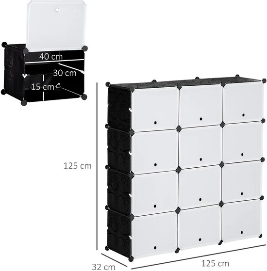 4goodz Schoenenkast Opbergbox met 12 Kubussen - Schoenenrek 850-169WT