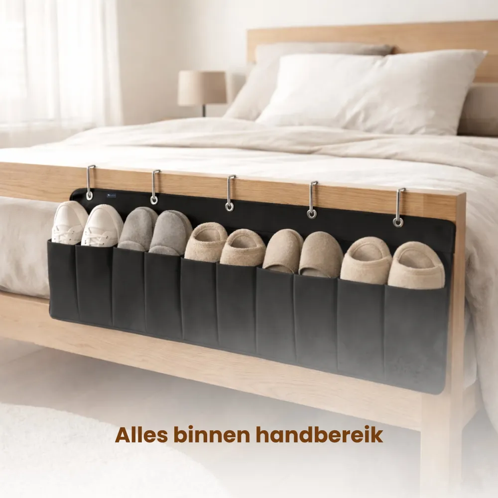 Bed Organizer met 9 Vakken – Bed Opberger Hangend – Opbergzak Bedrand – Schoenen Organizer Bed – Bedside Storage Organizer...