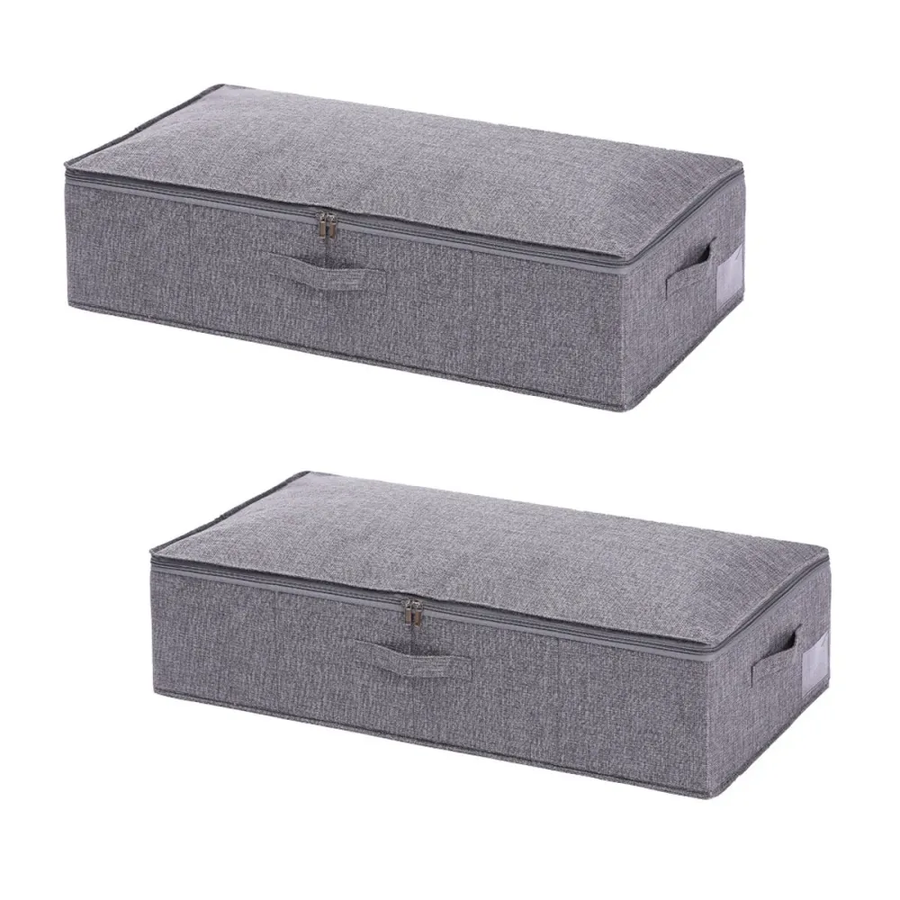 Bed Organizer met verharde bodem - 2 stuks - Ruime Opbergzakken voor Kleding en Dekbedden - Grijs - Opbergtassen voor onde...