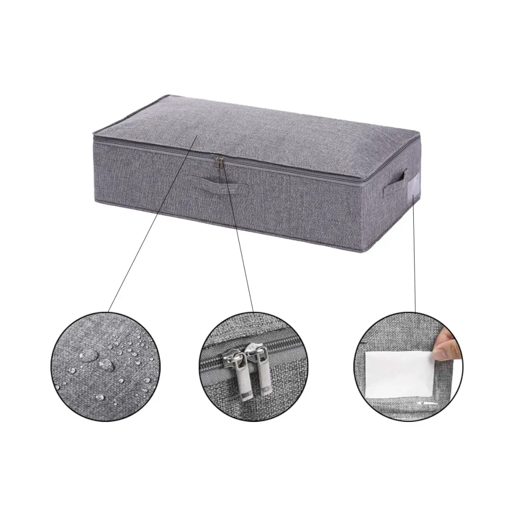Bed Organizer met verharde bodem - 2 stuks - Ruime Opbergzakken voor Kleding en Dekbedden - Grijs - Opbergtassen voor onde...