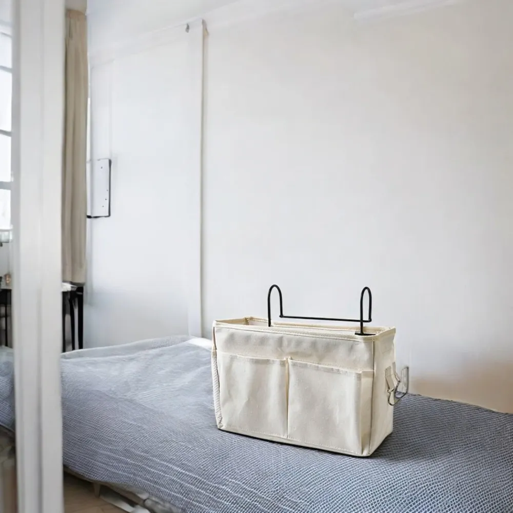 Bedside Pocket - Bed Opbergzak - Katoen - Wit