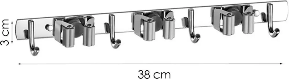 Bezemhouder 3 Slots - RVS - Ophangsysteem - Tuingereedschaphouder - 38x11cm