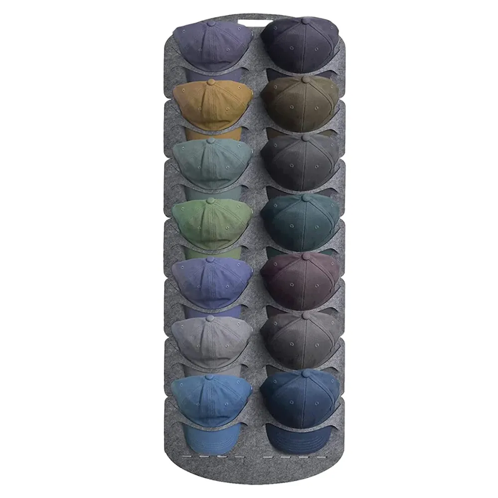 Cap Rack - Petjes Organizer voor aan Deur - Grijs - 14 Petten - Organizer voor Petjes en Caps - Petjes Opbergsysteem - Vil...