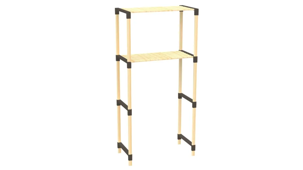 FixWood 2-Laags Wasmachine Rek – Zwart - Houten Opbergrek voor Wasmachine – Ruimtebesparend Badkamerrek 127 cm – Beukenloo...