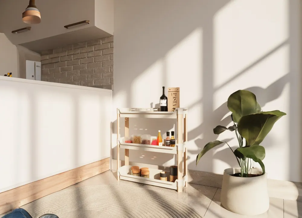 FixWood 3-laags Modulair Opbergrek – Natuurlijke Houtlook & Crèmekleur – Badkamerrek, Keukenrek Plantenrek – Stevig & Stap...