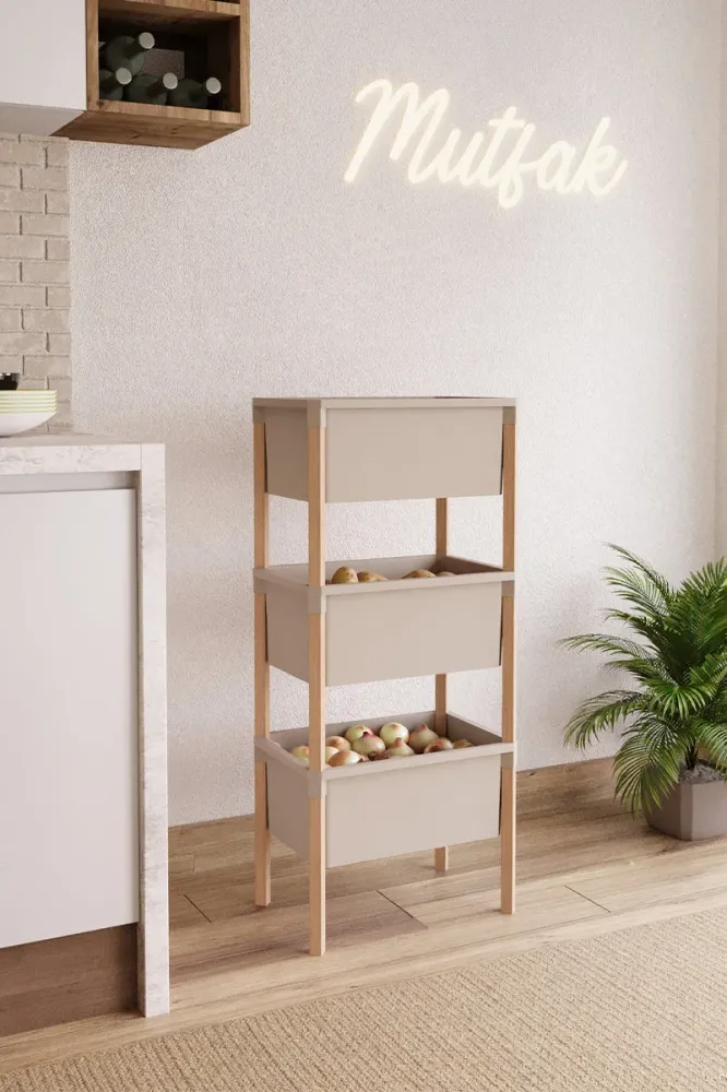 FixWood Houten 3-Laags Opbergrek – 95x30x30 cm – Multifunctioneel Rek voor Keuken, Badkamer & Speelkamer – Massief Hout &...