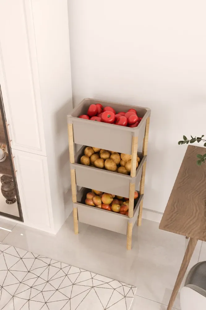 FixWood Houten 3-Laags Opbergrek – 95x30x30 cm – Multifunctioneel Rek voor Keuken, Badkamer & Speelkamer – Massief Hout &...