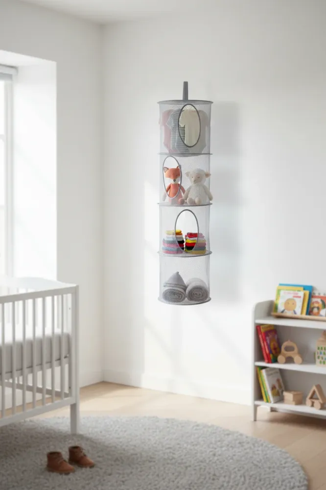 Hangende Opberger - Kinderkamer - Opvouwbaar - 4 Vakken - Grijs