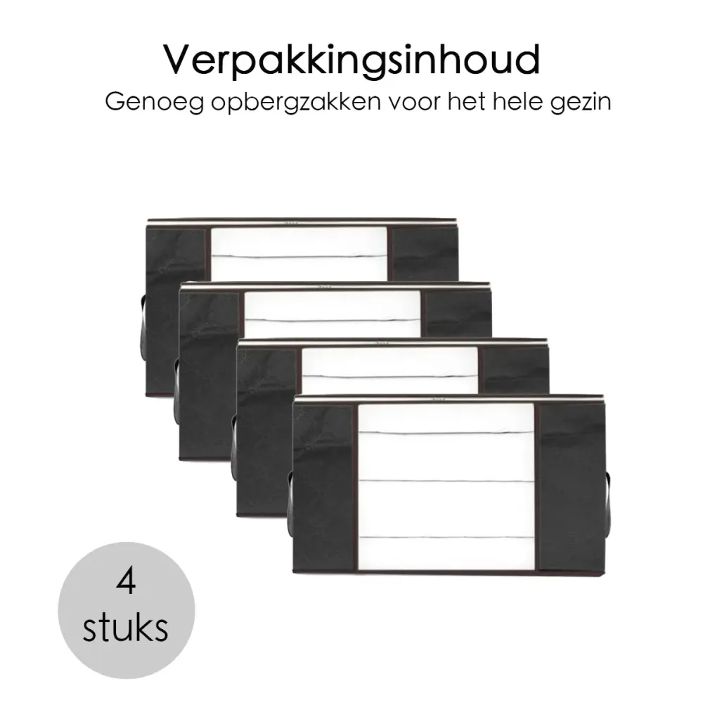 Hoogwaardige Opbergtas voor Kleding - 4 Stuks - Zwart - Organizer voor Dekbed