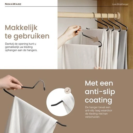 Luxe Broekhanger – 20 stuks – Metalen Kledinghangers – Kledingkast Organizer – Kleerhangers – Ruimtebesparende Broekhanger...