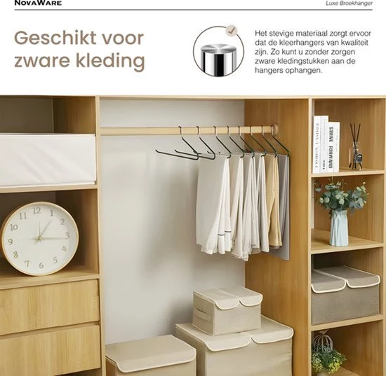 Luxe Broekhanger – 20 stuks – Metalen Kledinghangers – Kledingkast Organizer – Kleerhangers – Ruimtebesparende Broekhanger...