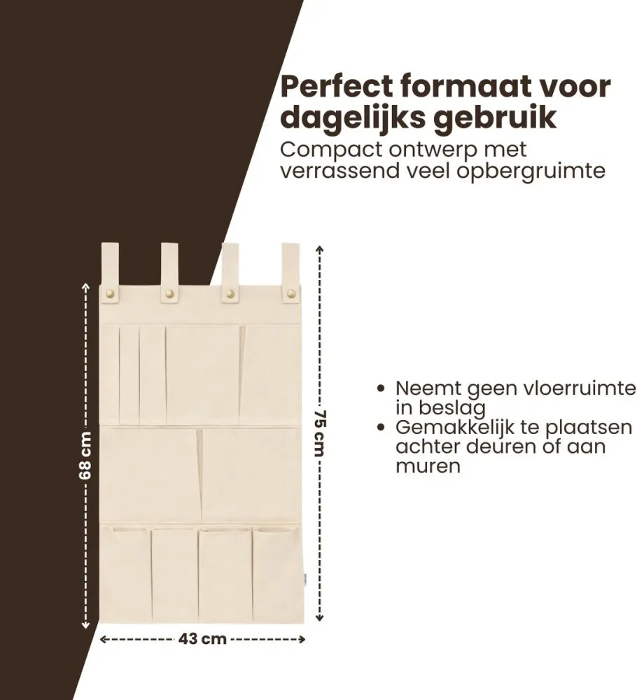 Multifunctionele Hangende Organizer – Creme – 11 Vakken – Opbergen met Stijl & Gemak