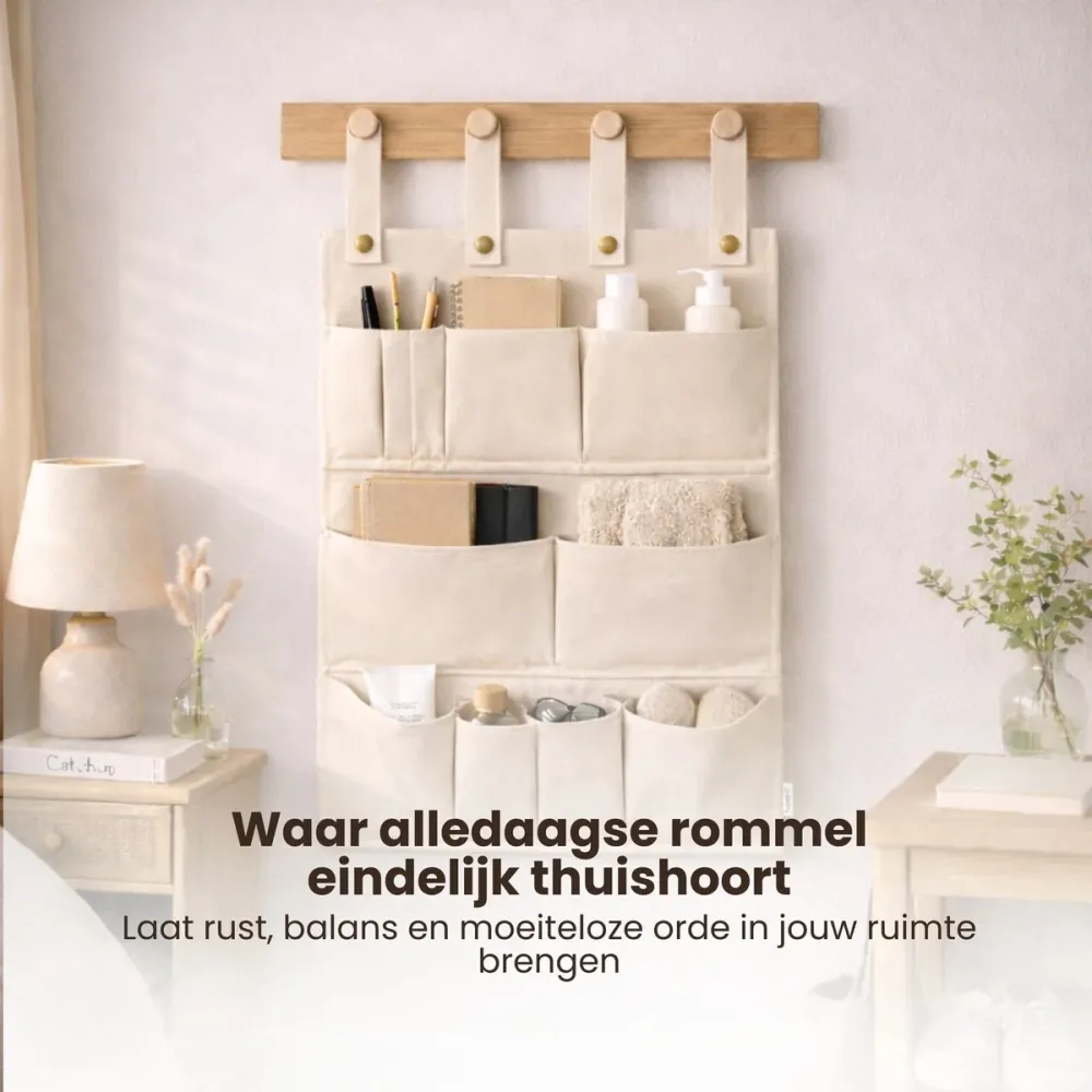 Multifunctionele Hangende Organizer – Creme – 11 Vakken – Opbergen met Stijl & Gemak