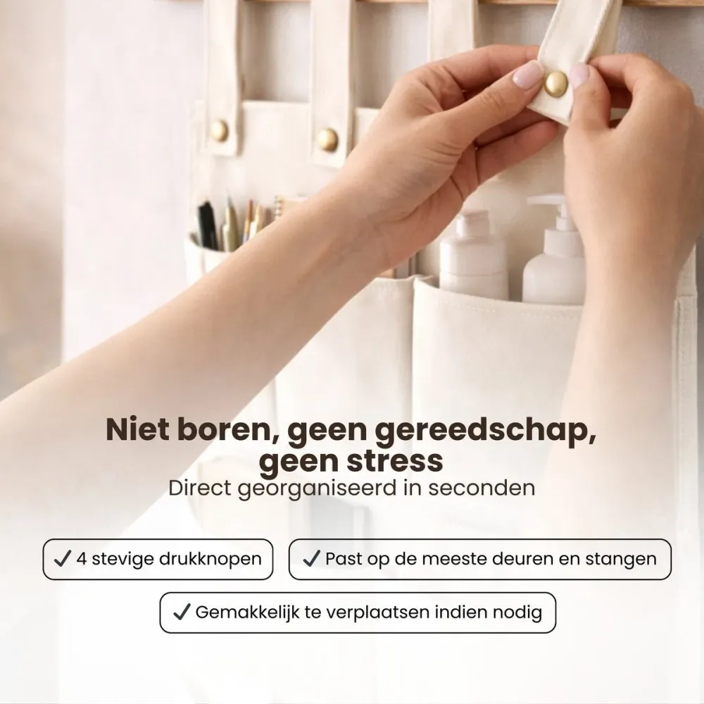 Multifunctionele Hangende Organizer – Creme – 11 Vakken – Opbergen met Stijl & Gemak