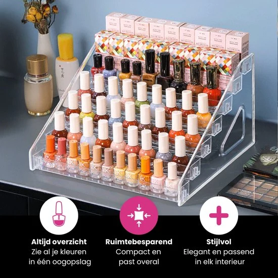 Nagellak Organizer - Make Up Organizer - Opbergen Display Rek - Organizer Bakjes - Make Up Koffer - Transparant - NovaWare