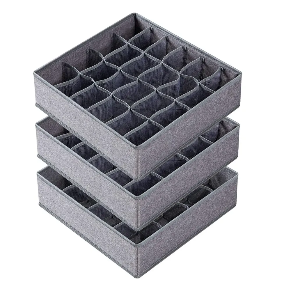 Ondergoed Verdeler - 3 Stuks - Grijs - Organizer voor BH's, Ondergoed en Sokken voor Kast Lade