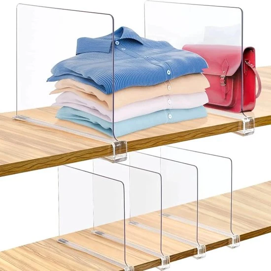 Plankverdeler - 12 Stuks - Transparant - Acryl - Kledingkast Organizer - Plank Organizer - Boekenstandaard - Plank Verdeler