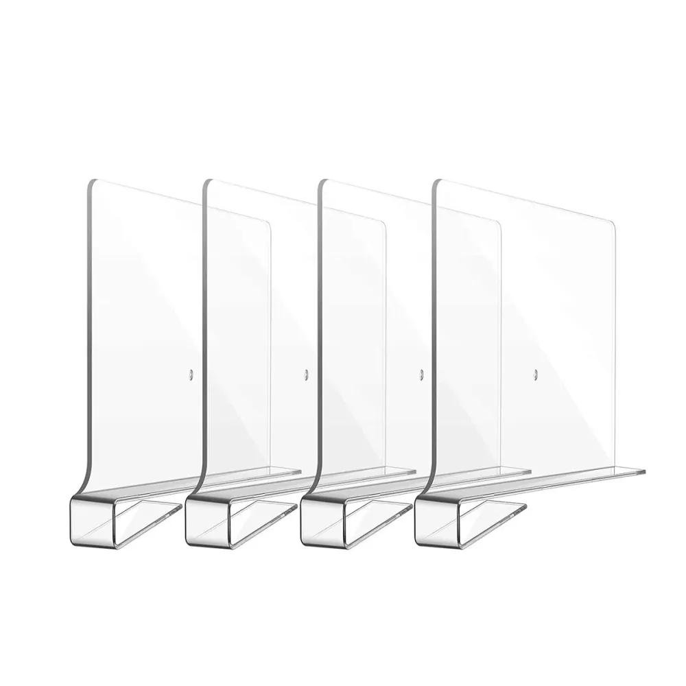 Plankverdeler - 4 Stuks - Transparant - Kledingkast Organizer - Plank Organizer - Boekenstandaard - Plank Verdeler - Kast...