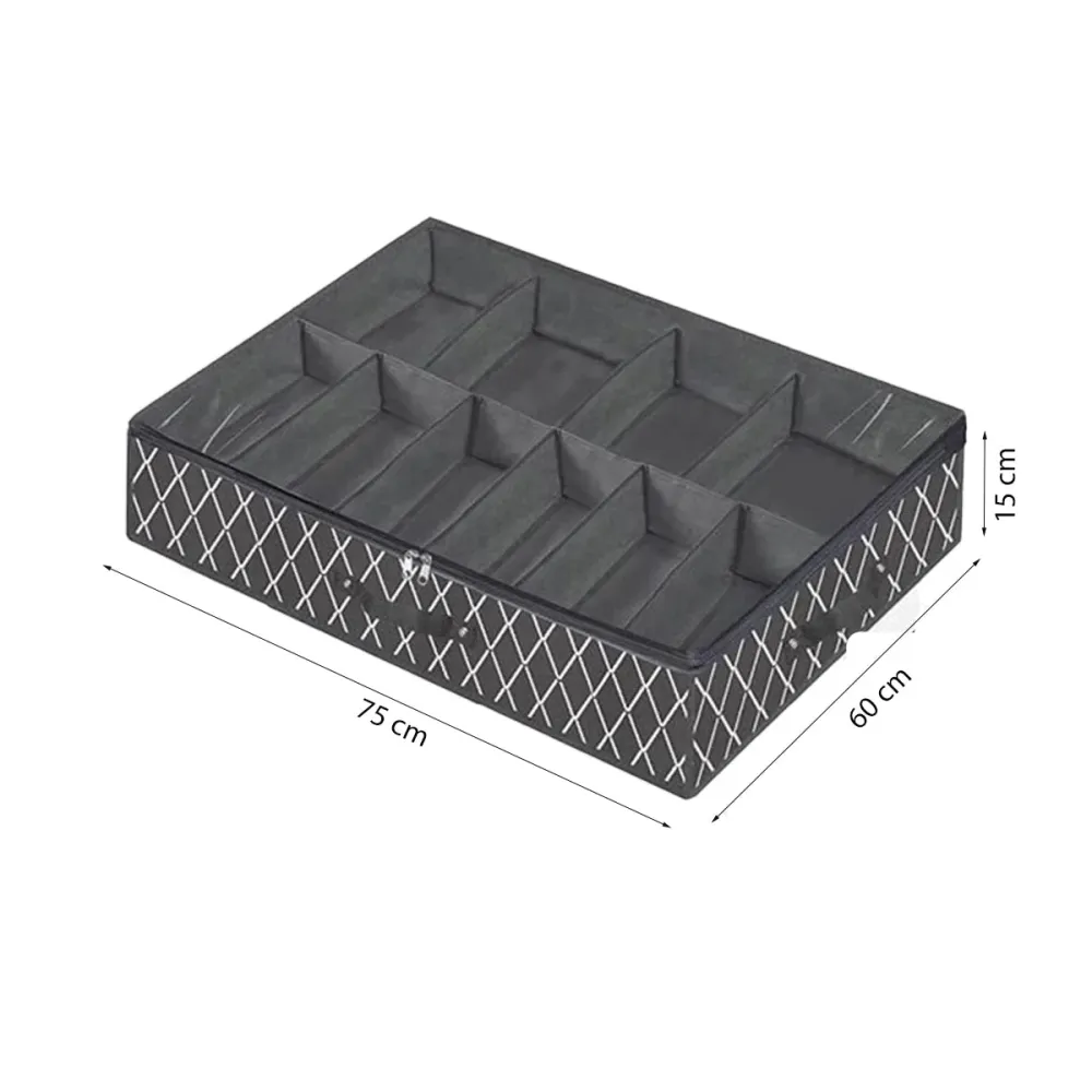 Schoenen Opbergtas Onderbed - 2 stuks - Grijs - 16 paar Schoenen - Schoenen Organizer