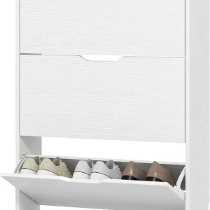 Schoenenkast 3-vaks voor 12 Paar Schoenen mt 47 - 17x80x108 cm - Wit