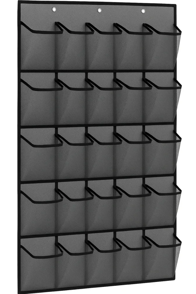 Schoenenkast Hangend - Schoenenzak 30 vakken - Opbergen van Schoenen aan Deur - Schoenenzak Zwart - Oplossing voor rondsli...