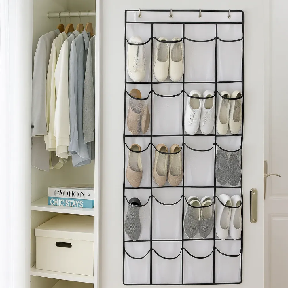 Schoenenkast Hangend - Schoenenzak 35 vakken - Opbergen van Schoenen aan Deur - Schoenenzak Wit - Oplossing voor rondsling...
