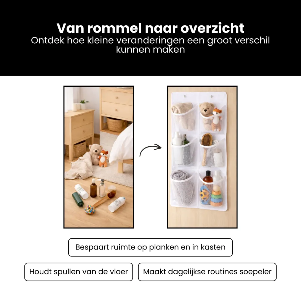 Schoenenkast Hangend - Schoenenzak 6 vakken - Opbergen van Schoenen aan Deur - Schoenenzak Wit - Oplossing voor rondslinge...