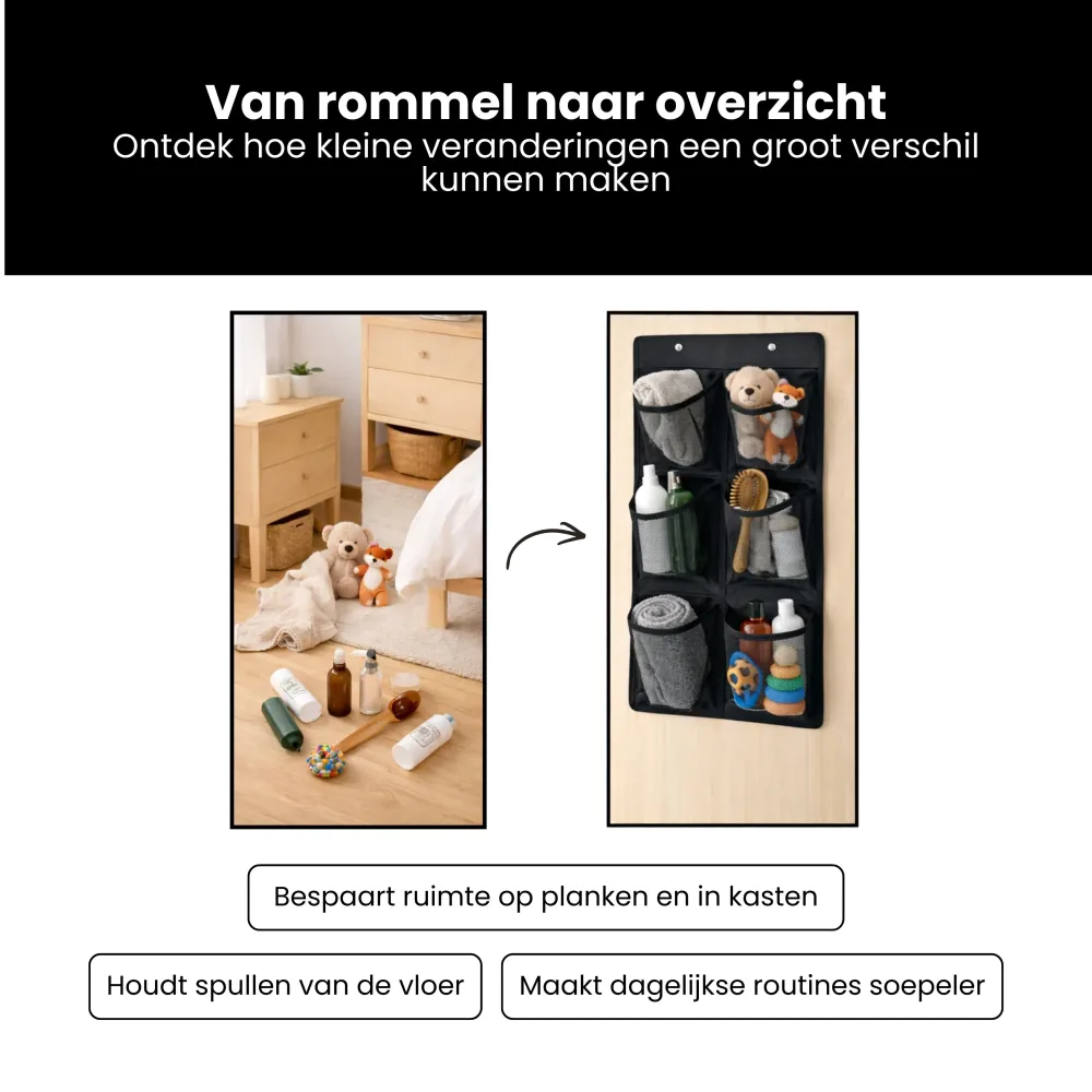 Schoenenkast Hangend - Schoenenzak 6 vakken - Opbergen van Schoenen aan Deur - Schoenenzak Zwart - Oplossing voor rondslin...