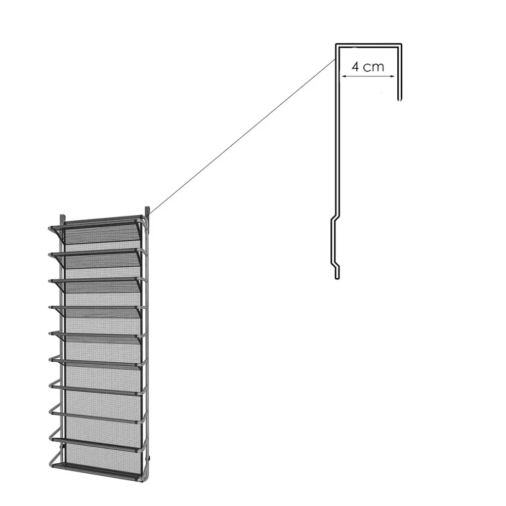 Schoenenrek Hangend - 10 Laags - Zwart - Zilver - Hangende Schoenenkast voor aan Deur - Opbergsysteem voor Schoenen