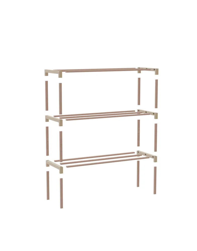 Schoenenrek 3 Lagen – Beige - Houten Schoenenkast – Compact & Ruimtebesparend Schoenenrek voor 9+ Paar – Modern Design – 5...