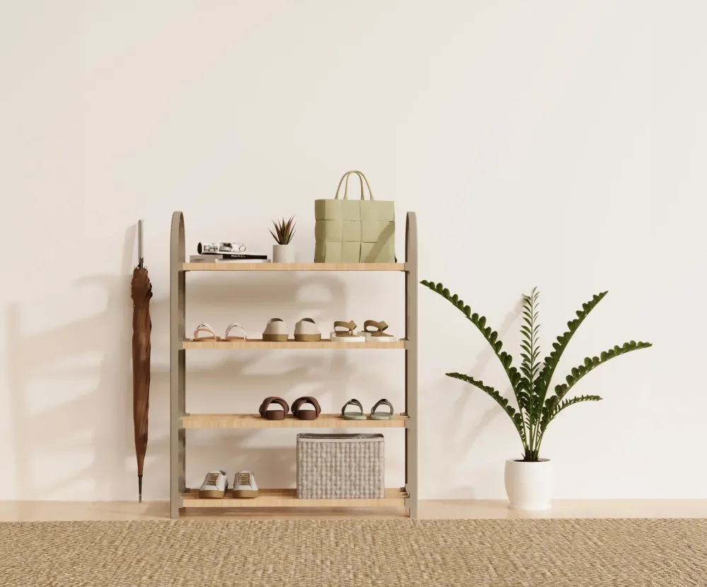 Schoenenrek 4 Lagen – Ruimtebesparend Schoenenkast – Modern Design – Metaal & Hout – Voor 12+ Paar Schoenen – Opbergsystee...
