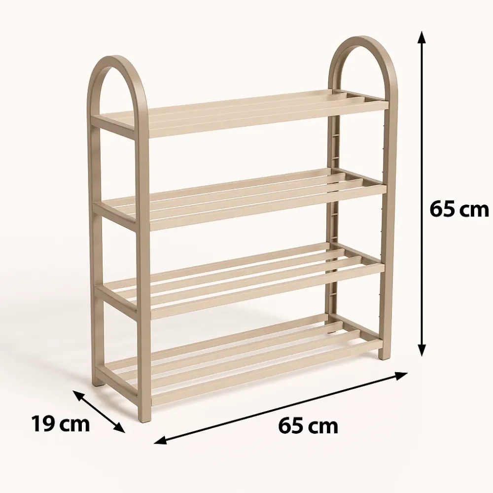 Schoenenrek 4 Lagen – Ruimtebesparend Schoenenkast – Modern Design – Metaal & Hout – Voor 12+ Paar Schoenen – Opbergsystee...