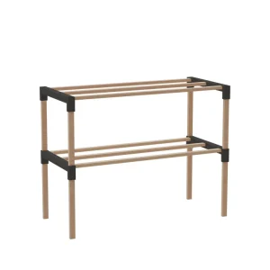 Schoenenrek 2 Lagen – Zwart - Compact Houten Schoenenkast – Ruimtebesparend Schoenenrek voor 6+ Paar – Duurzaam & Modern D...