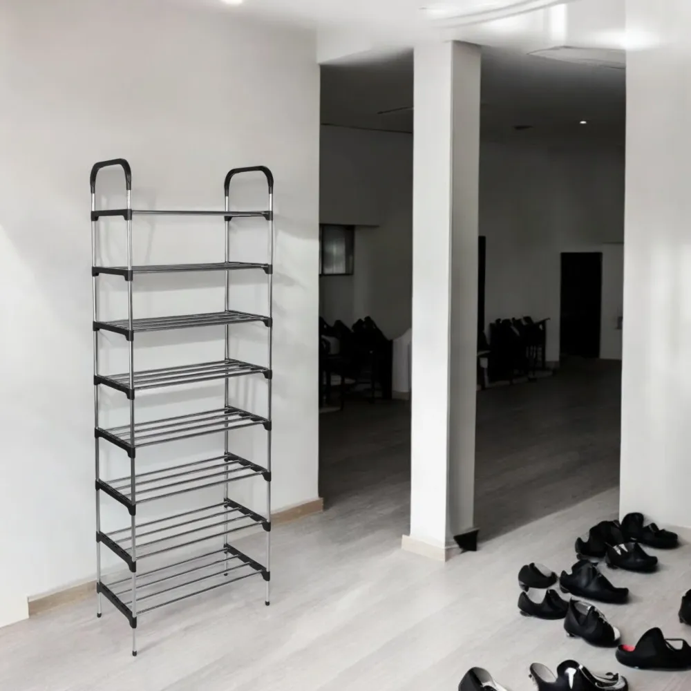 Schoenenrek met 8 Lagen – Ruimte voor 40 Paar Schoenen – Stevig Ontwerp van Metaal en Kunststof – Ruimtebesparend en Modern