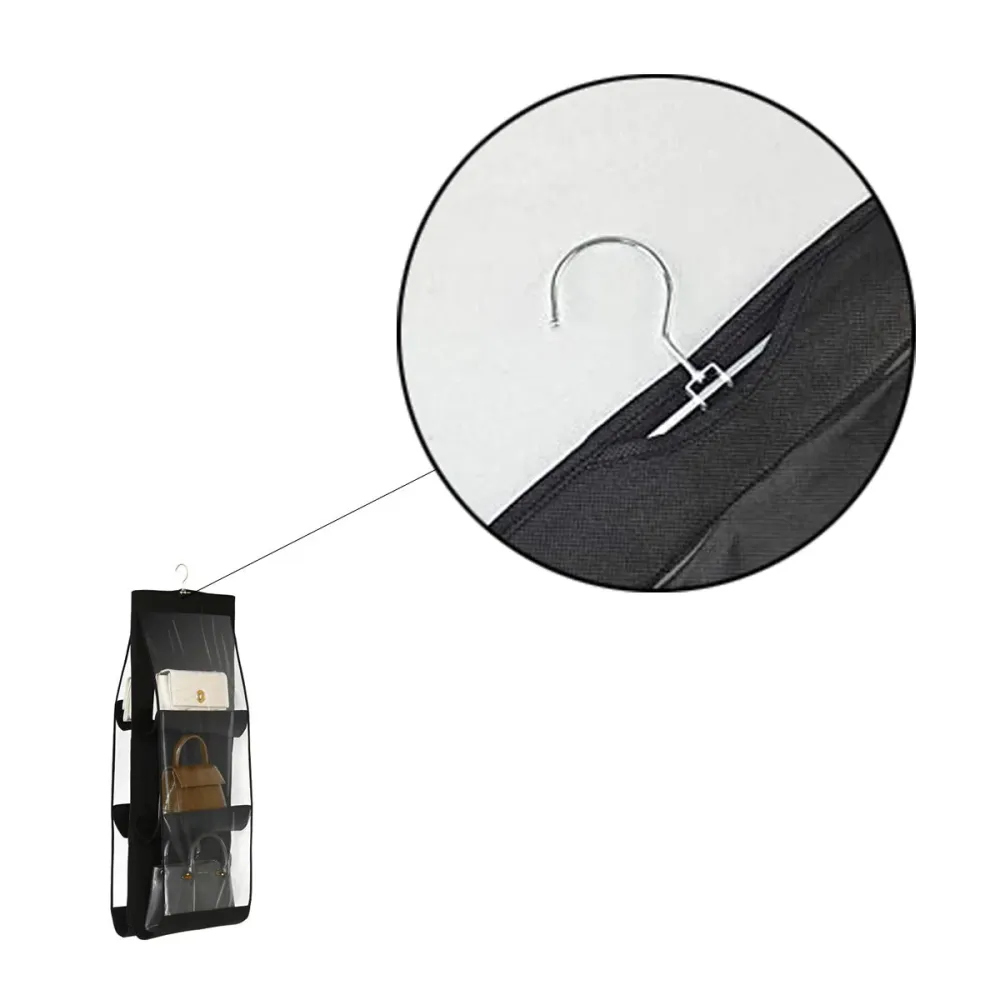 Tassen organizer - Opbergen van 6 Handtassen - Zwart - Hangende tassenopberger - 85 cm x 36 cm - Organiser