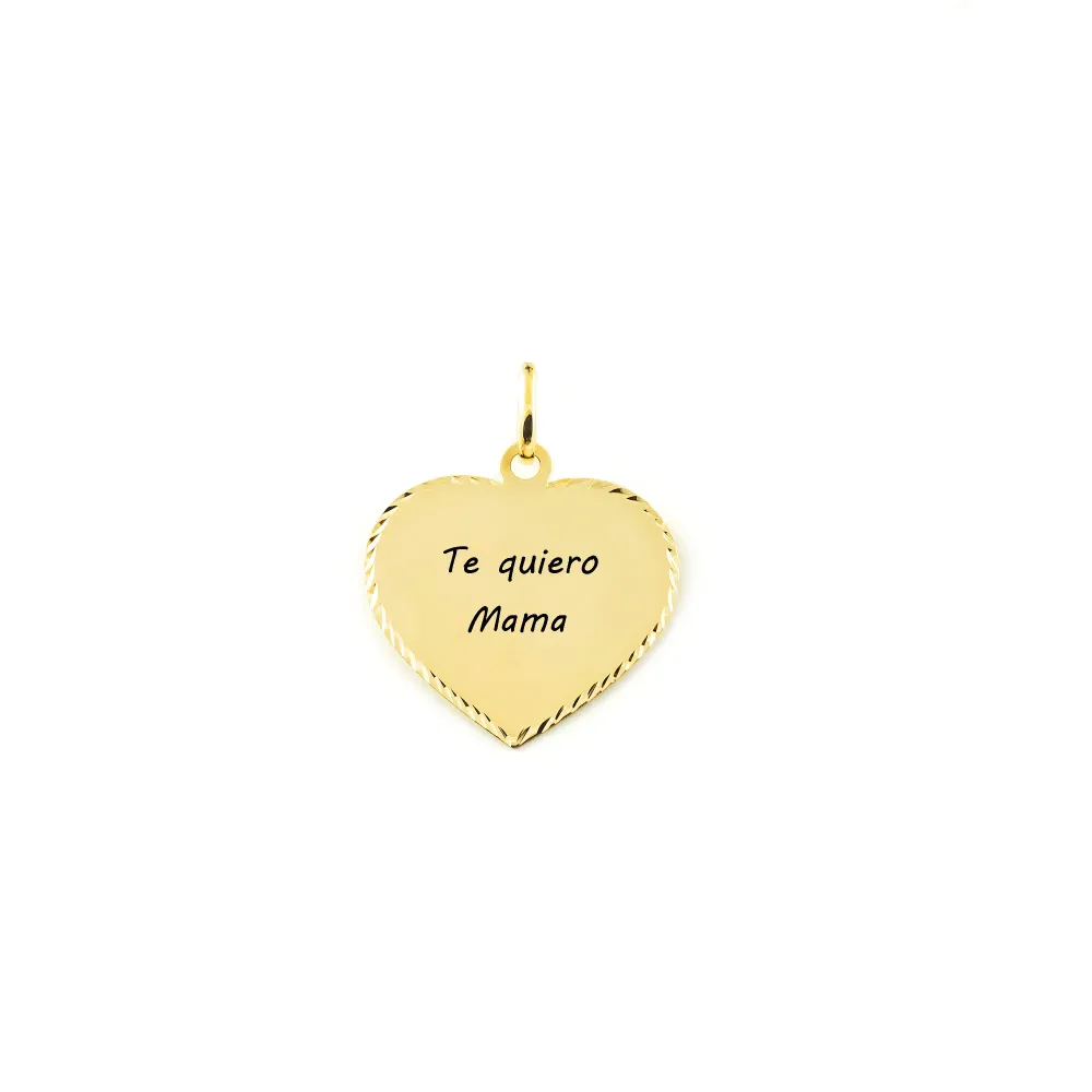 9ct Yellow Gold Individueel Medal Heart Sparkle Texture 22 x 22 mm
