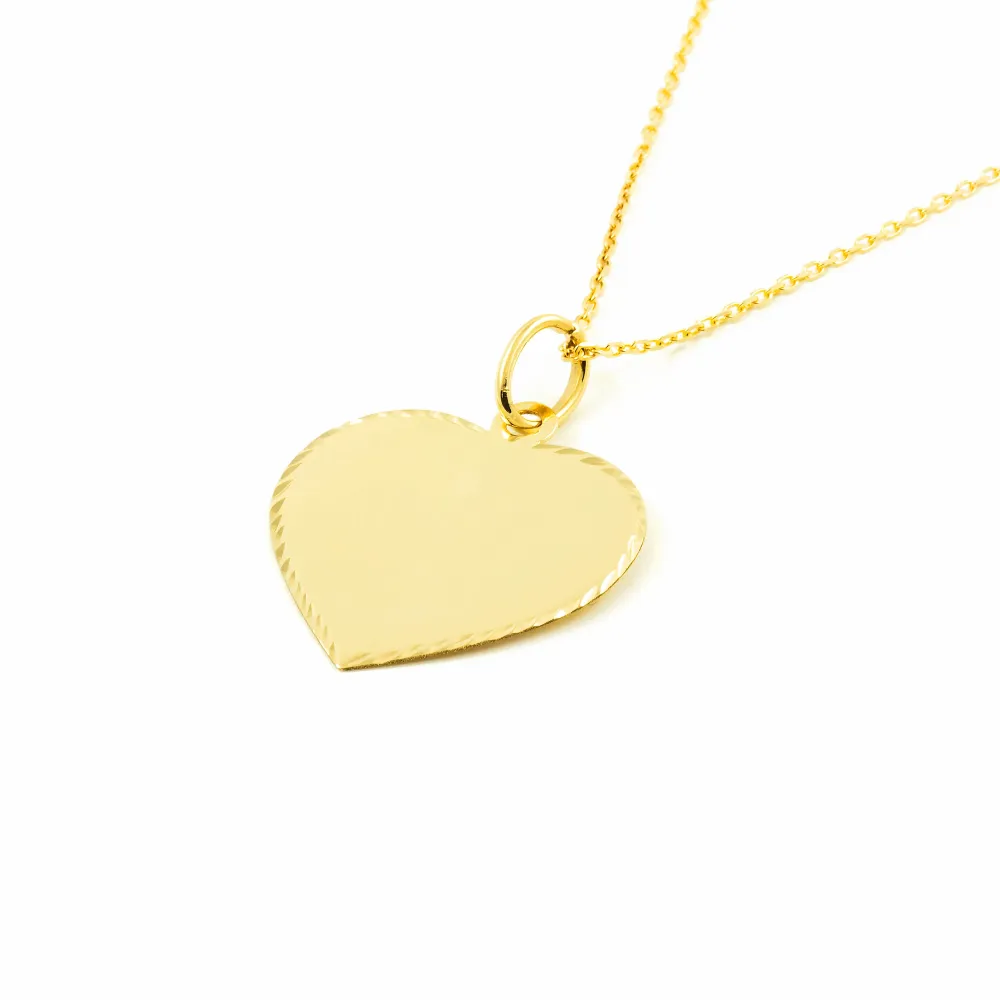9ct Yellow Gold Individueel Medal Heart Sparkle Texture 22 x 22 mm