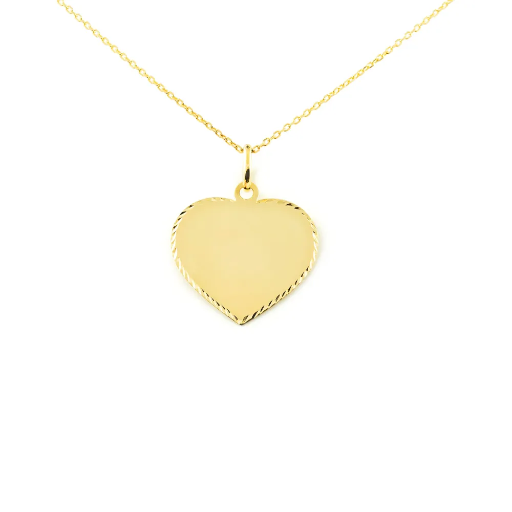9ct Yellow Gold Individueel Medal Heart Sparkle Texture 22 x 22 mm