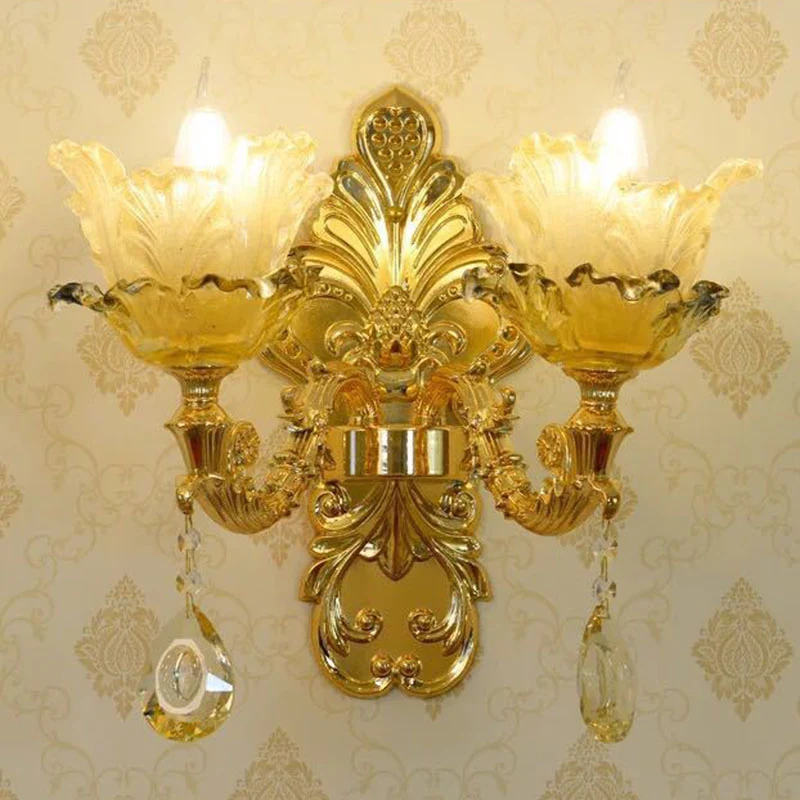 Bloemblaadje woonkamer hangende kroonluchter amber getextureerd glas modernisme hanglamp goud