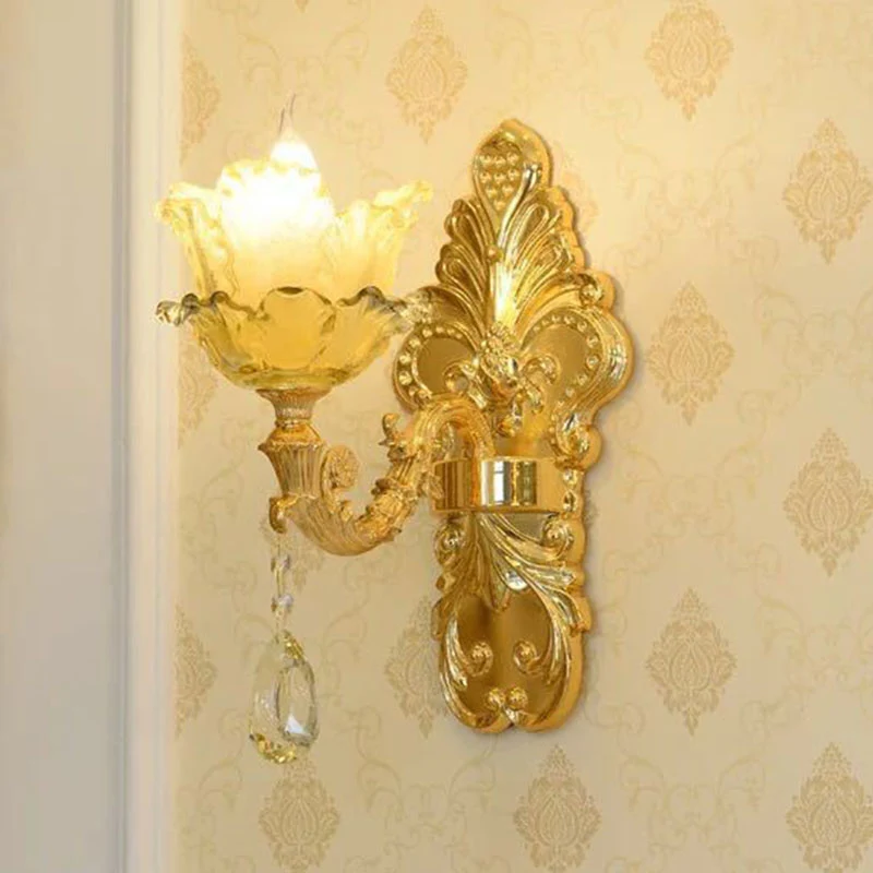 Bloemblaadje woonkamer hangende kroonluchter amber getextureerd glas modernisme hanglamp goud