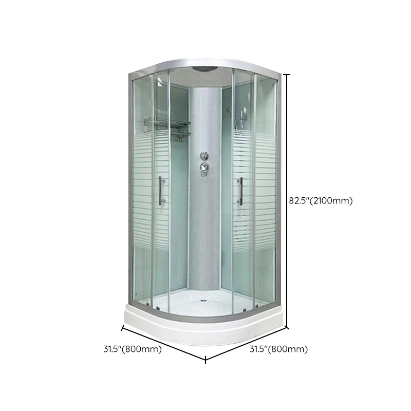 Contemporary Round Shower Stall Lijnpatroon Framed Shower Stall Ceiling 35