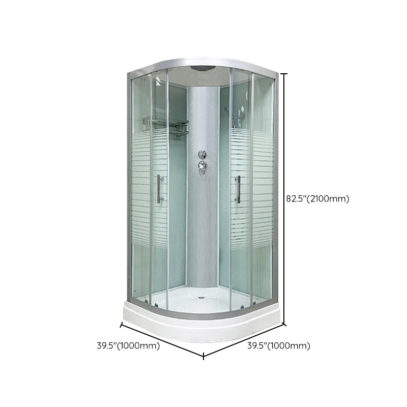 Contemporary Round Shower Stall Lijnpatroon Framed Shower Stall Ceiling 35