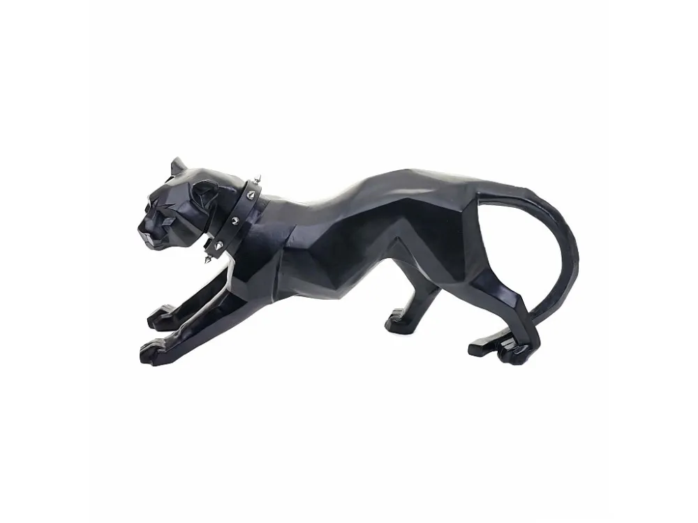 Decoratiefiguurtje Luipaard MCW-D36 met kraag, zwart mat met kraag