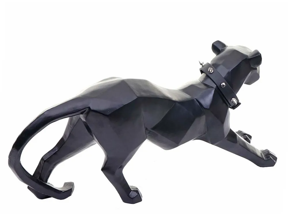 Decoratiefiguurtje Luipaard MCW-D36 met kraag, zwart mat met kraag