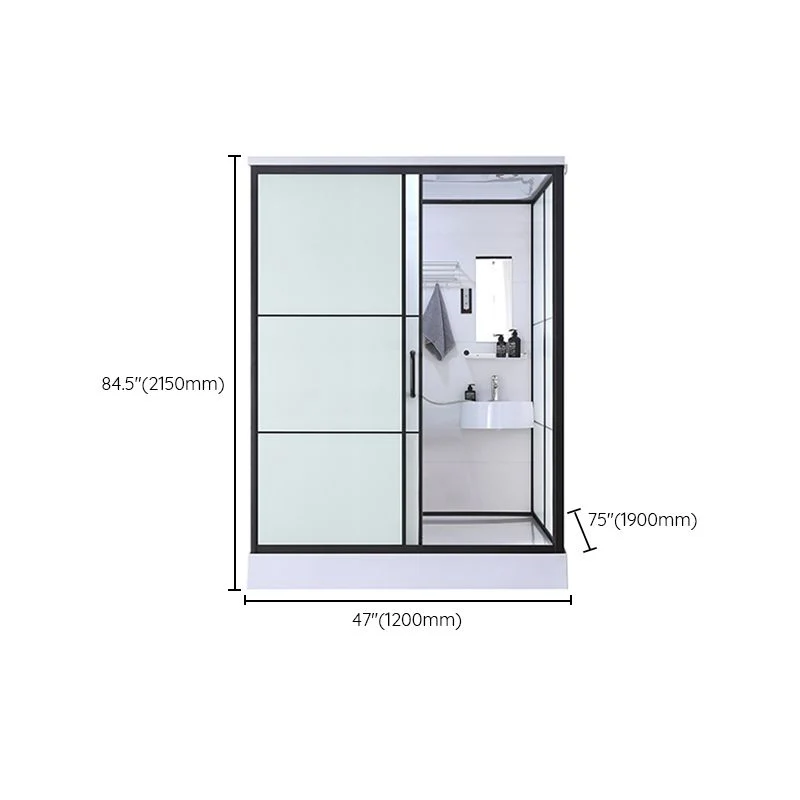 Ebbenhout Framed Shower Stall White Base Tempered Glass Shower Stall 39l