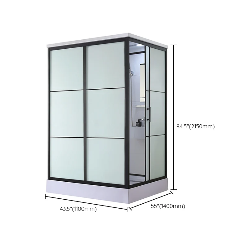 Ebbenhout Framed Shower Stall White Base Tempered Glass Shower Stall 39l